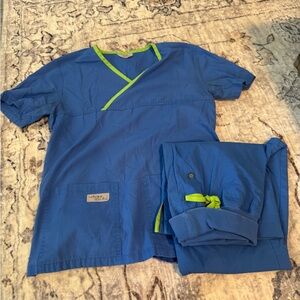 Urbane Blue and Green Scrub Set
